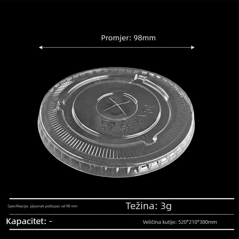 Jednokratne PET čaše s poklopcem, 501–600 ml, prozirne, okruglog oblika, za milk tea, hladna pića, jogurt — biorazgradivo, moguć tisak logotipa, prilagodljivo