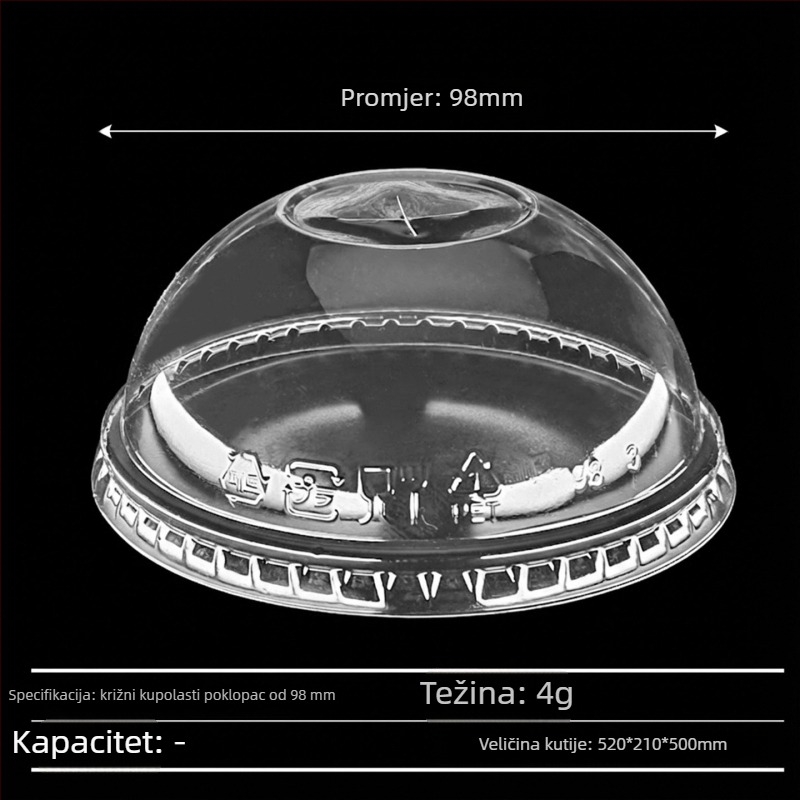Jednokratne PET čaše s poklopcem, 501–600 ml, prozirne, okruglog oblika, za milk tea, hladna pića, jogurt — biorazgradivo, moguć tisak logotipa, prilagodljivo