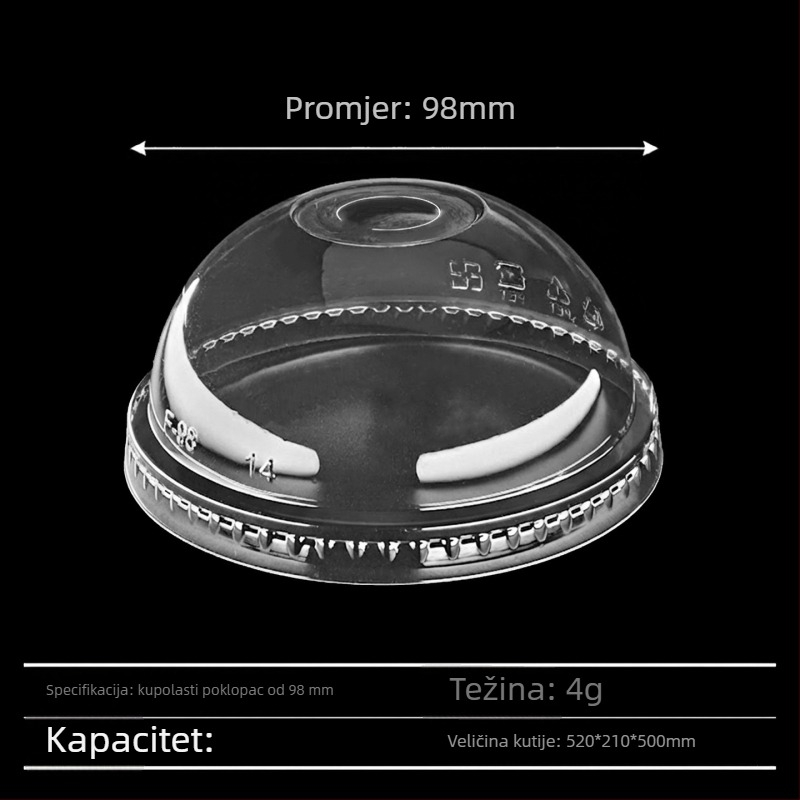 Jednokratne PET čaše s poklopcem, 501–600 ml, prozirne, okruglog oblika, za milk tea, hladna pića, jogurt — biorazgradivo, moguć tisak logotipa, prilagodljivo