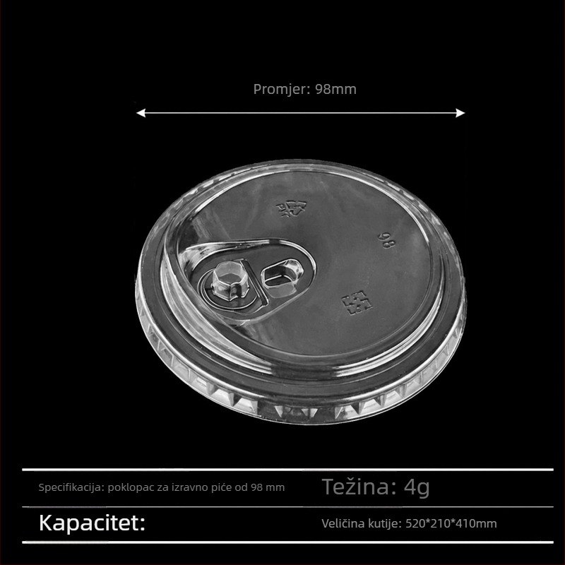 Jednokratne PET čaše s poklopcem, 501–600 ml, prozirne, okruglog oblika, za milk tea, hladna pića, jogurt — biorazgradivo, moguć tisak logotipa, prilagodljivo