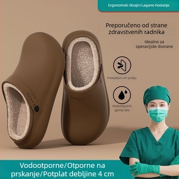 Medicinskog razreda vodootporne pamučne papuče za muškarce, zima, s fleece podstavom, debela potplata, protuklizne