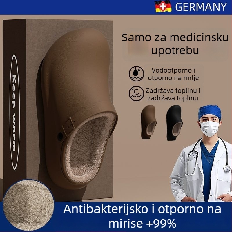 Medicinskog razreda vodootporne pamučne papuče za muškarce, zima, s fleece podstavom, debela potplata, protuklizne