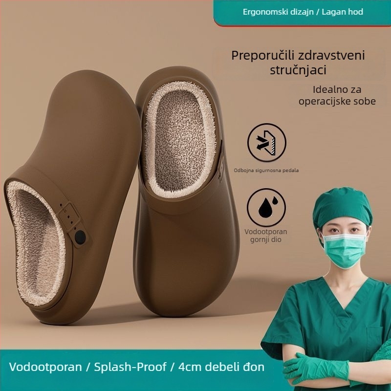 Medicinskog razreda vodootporne pamučne papuče za muškarce, zima, s fleece podstavom, debela potplata, protuklizne