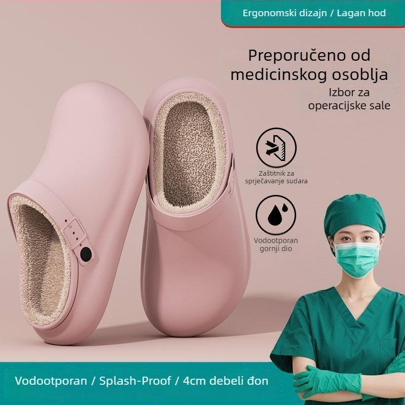 Medicinskog razreda vodootporne pamučne papuče za muškarce, zima, s fleece podstavom, debela potplata, protuklizne
