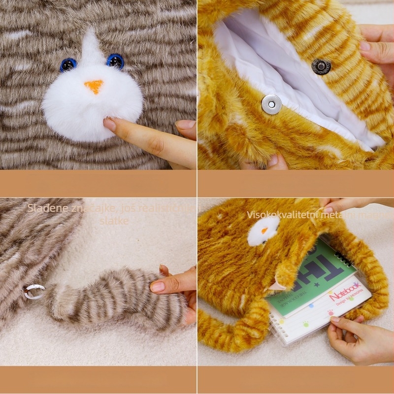 Mačja pliš lutka — super mekani kratki pliš, punjenje od poliesterskog vlakna, za djecu 4–6 godina