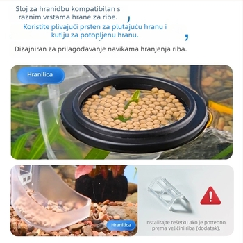 Prsten za hranjenje u akvariju, fiksno hranjenje riba i kozica, akril, Yee