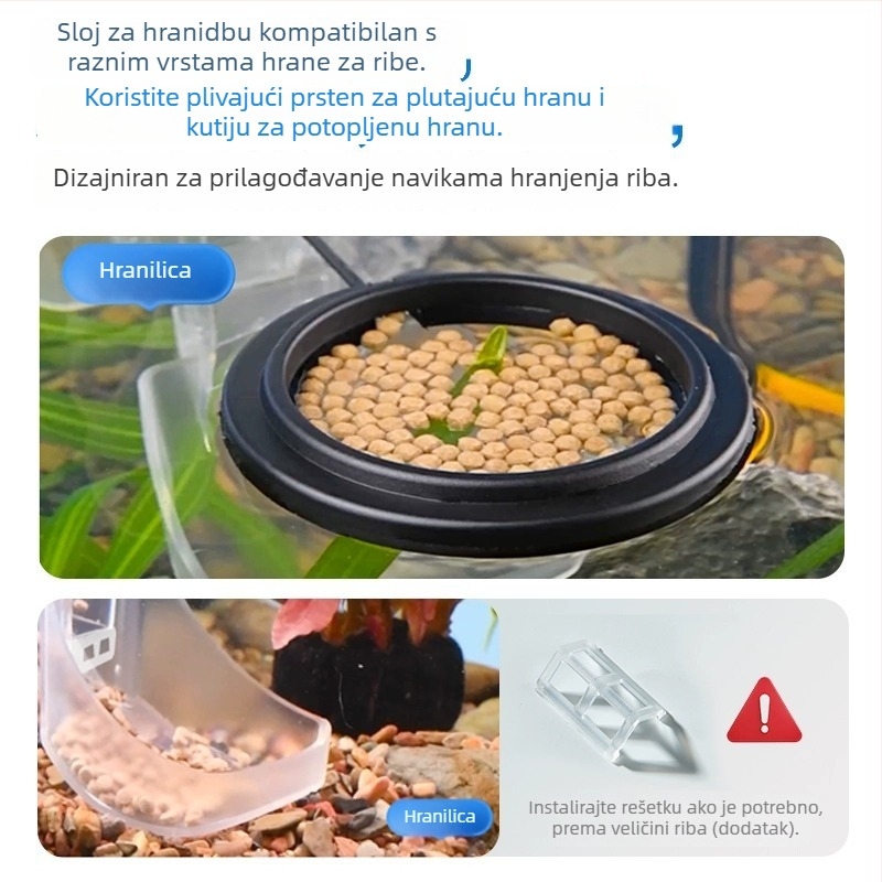 Prsten za hranjenje u akvariju, fiksno hranjenje riba i kozica, akril, Yee