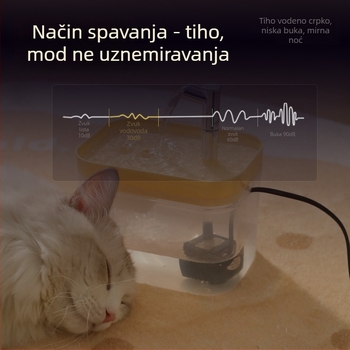 Dispenzer za vodu za kućne ljubimce, kapacitet 1.5 L, automatsko napajanje za mačke, tih cirkulirajući vodeni tok, PP materijal