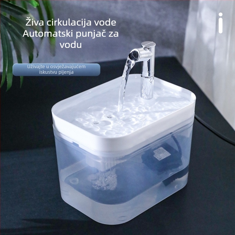Dispenzer za vodu za kućne ljubimce, kapacitet 1.5 L, automatsko napajanje za mačke, tih cirkulirajući vodeni tok, PP materijal