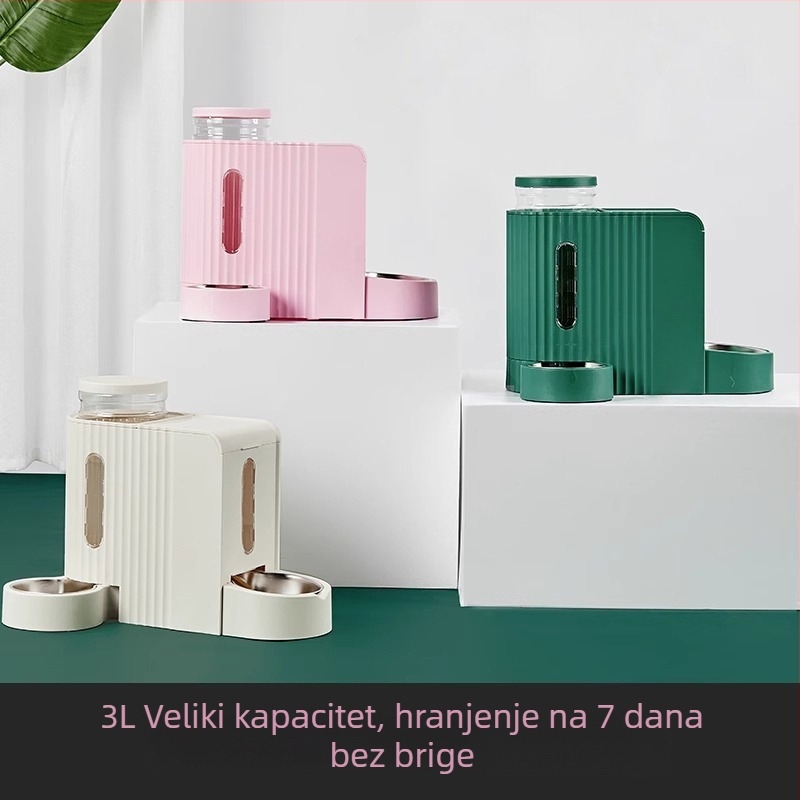 Automatski dispenser vode i hranilica za mačke i pse, sve-u-jednom uređaj za hranjenje i vodu, plastika, mpets, pakiranje od 2 komada