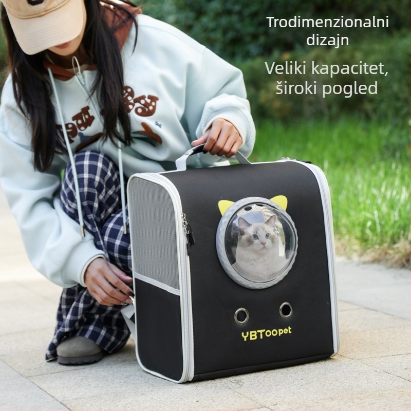 Ruksak za kućne ljubimce za mačke i pse, dizajn svemirske kapsule, materijal Oxford+PC, kapaciteta do 7,5 kg, marka Ybtoopet