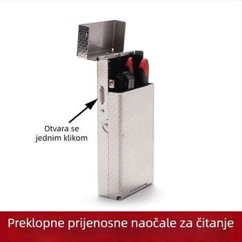 Presbiopijske naočale za čitanje, bez vijaka, sklopive – filtr svjetlosnog spektra, PC leće, puni okvir, kvadratni oblik