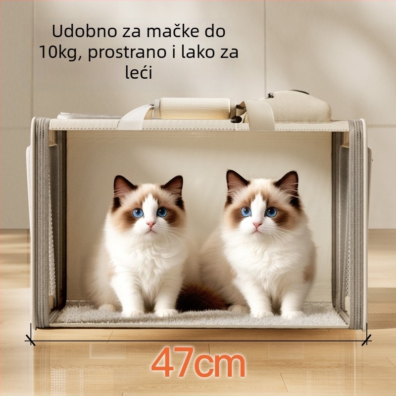 Torba za kućne ljubimce za mačke i male pse — prozračna, sklopiva auto nosiljka, Oxford tkanina, kapacitet 30000, pogodno za težinu 3-5 kg