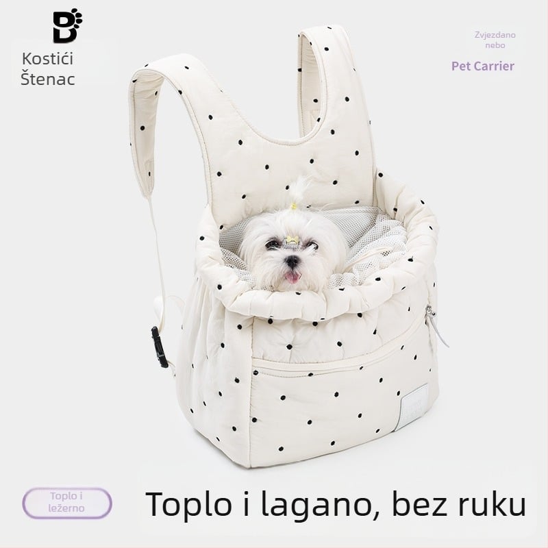 Torba za kućne ljubimce s unutarnjim sigurnosnim užetom – poliester, mekan i prozračan, Queen Meow, uzorak krajolika, za pse i mačke