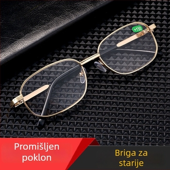 Očala za čitanje s TAC asferičnim lećama, metalni ovalni okvir, puni okvir, model 2588, personalizirani stil za starije muškarce
