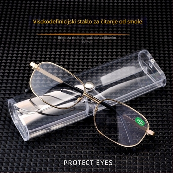 Očala za čitanje s TAC asferičnim lećama, metalni ovalni okvir, puni okvir, model 2588, personalizirani stil za starije muškarce