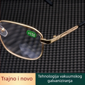 Očala za čitanje s TAC asferičnim lećama, metalni ovalni okvir, puni okvir, model 2588, personalizirani stil za starije muškarce