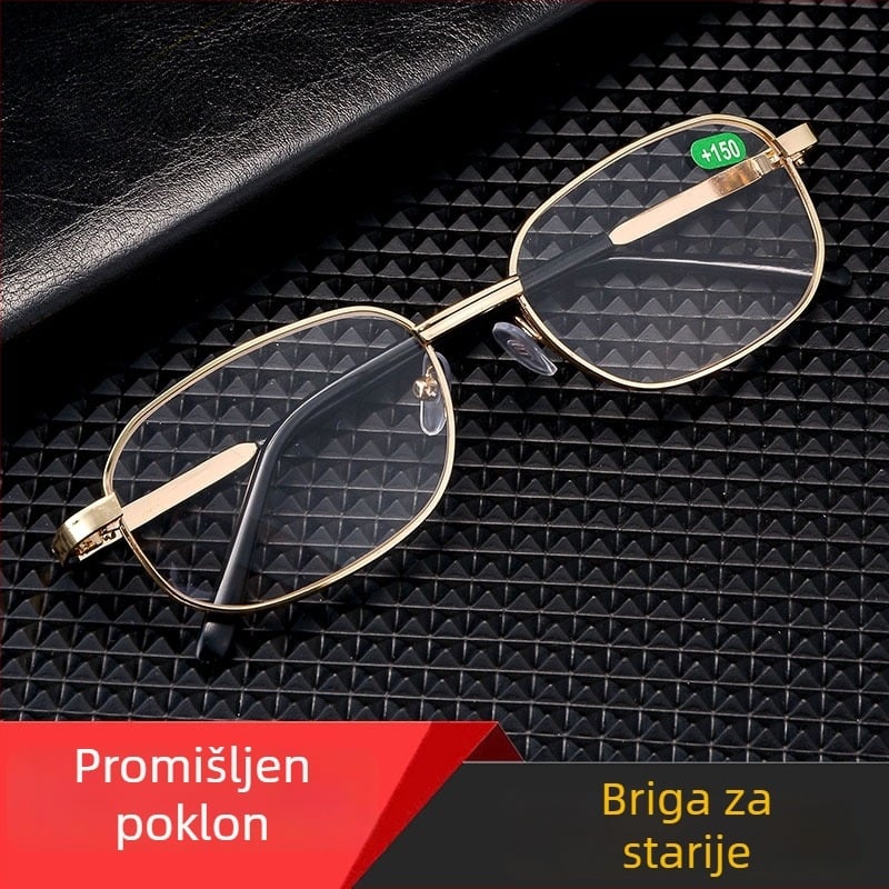 Očala za čitanje s TAC asferičnim lećama, metalni ovalni okvir, puni okvir, model 2588, personalizirani stil za starije muškarce