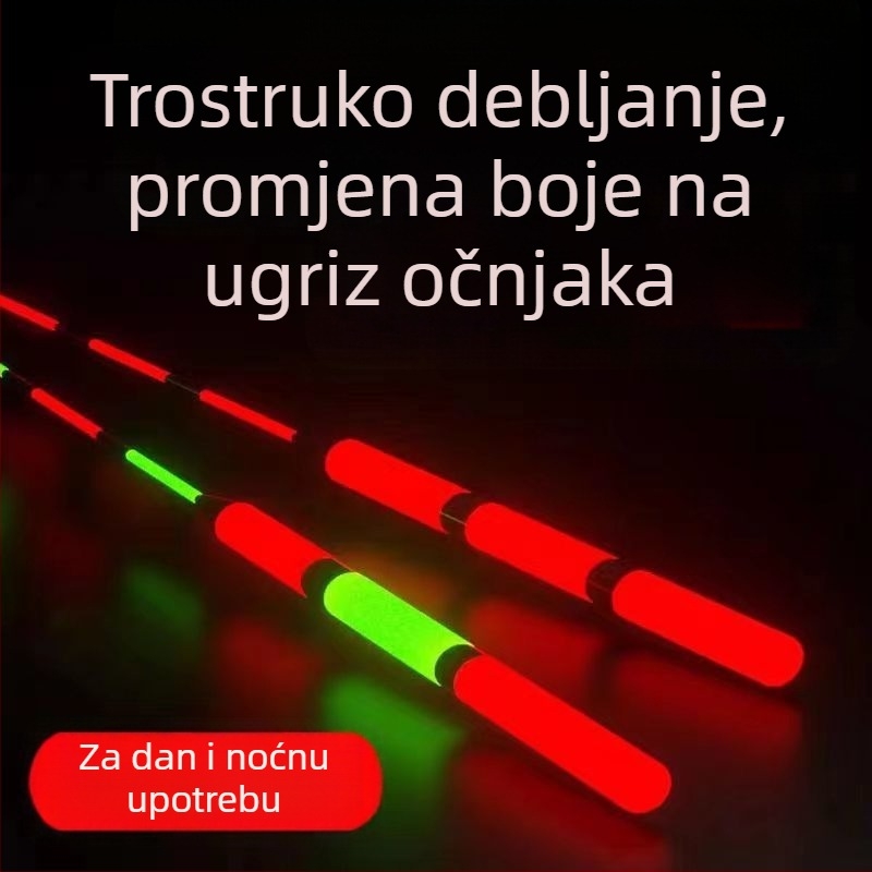 Plovak za ribolov s vertikalnim driftom – mijenja boju, luminescentni elektronički plovak za dan i noć; kompozitni materijal; marka Powerful merchant.