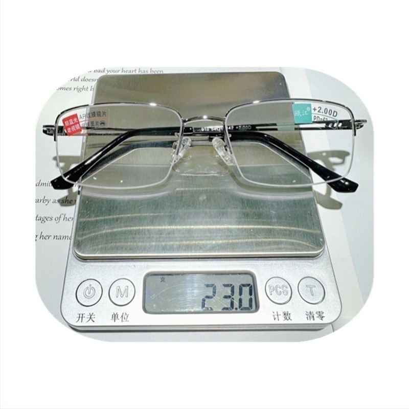 Muške naočale za čitanje s zaštitom od plavog svjetla, leće od smole, cijeli metalni okvir, kvadratni okvir