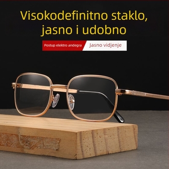 Naočale za čitanje s HD staklenim lećama, otporne na ogrebotine, unisex, metalni kvadratni okvir, cijeli okvir, za srednju dob i starije.