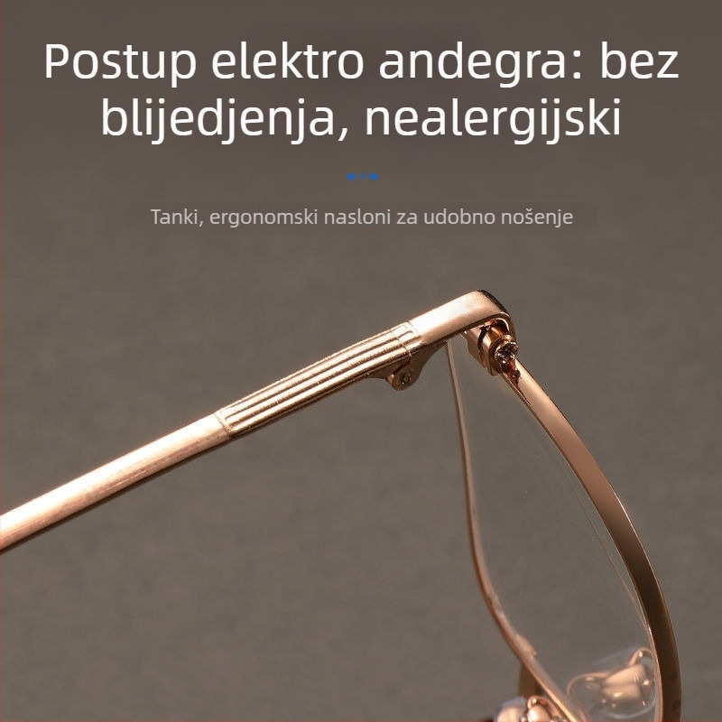 Naočale za čitanje s HD staklenim lećama, otporne na ogrebotine, unisex, metalni kvadratni okvir, cijeli okvir, za srednju dob i starije.