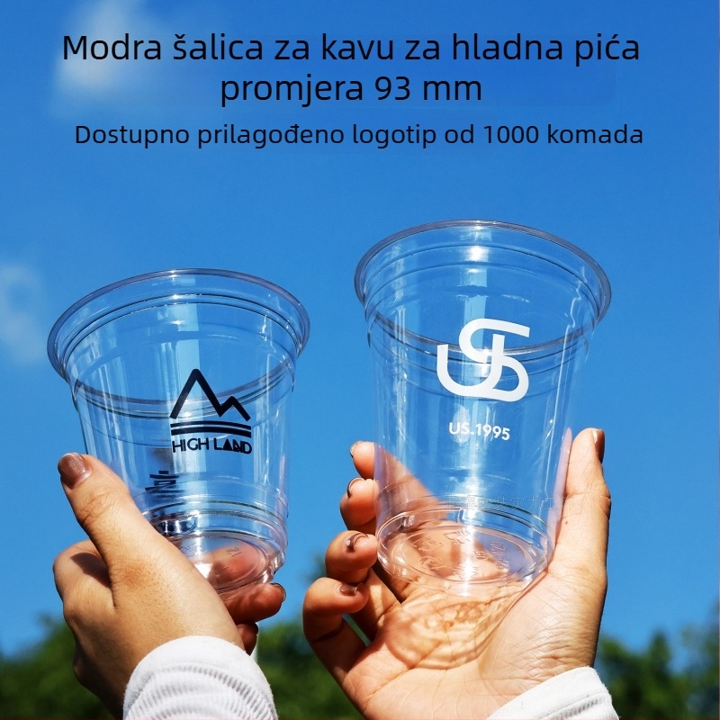 Jednokratna PET šalica za kavu s poklopcem, proziran plastični materijal, kapacitet 301–400 ml, okruglog oblika