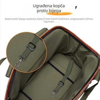 Torba za prijevoz psa u automobilu – prenosna, prozračna; ručni i rameni crossbody stil; poliester; za pse iznad 7 kg