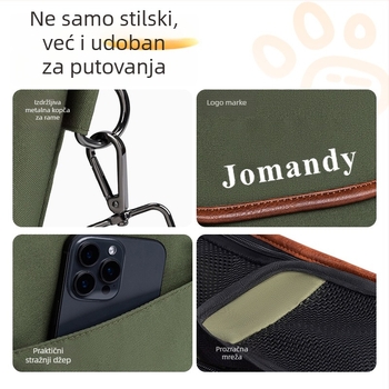 Torba za prijevoz psa u automobilu – prenosna, prozračna; ručni i rameni crossbody stil; poliester; za pse iznad 7 kg