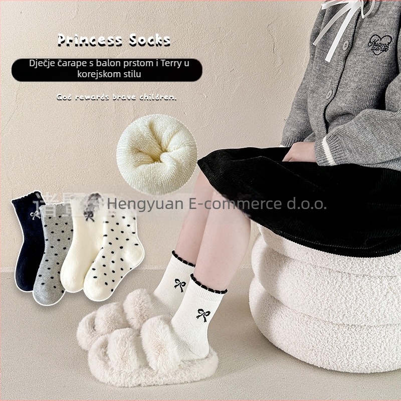 Dječje čarape od combed cotton 88%, debeli zimi, uzorak slova, za djecu od 3 do 8 godina