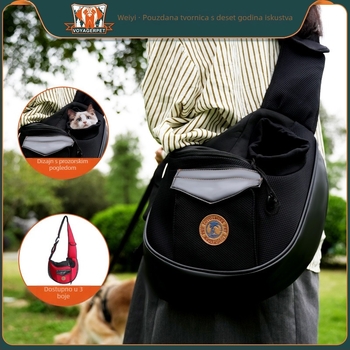 Crossbody torba za mačke i pse, platno, kapacitet do 10 kg, uzorak sendvič mreže, srednja mekoća