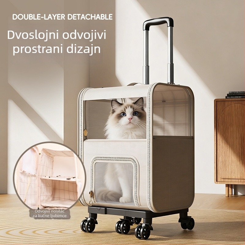 Ruksak za kućne ljubimce za mačke i pse, s dvostrukim prostranim unutarnjim dijelom; Materijal: Drugo; Kapacitet: 52000; Nosivost: 5–7 kg; Čvrstoća: Srednja; Autorizirana privatna marka: Da