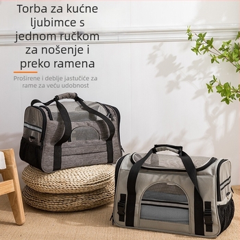 Torba za kućne ljubimce preko ramena, Oxford tkanina, kapacitet 32L, srednje tvrda konstrukcija