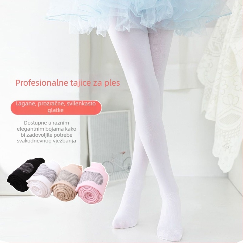 Dječje pantyhose za ples, od najlona, jacquard pletene, prozračne, tanke, za proljeće i ljeto