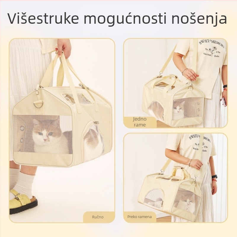 Prenosni ruksak za dvije mačke, prozračna mreža, velik kapacitet, dizajn protiv stresa