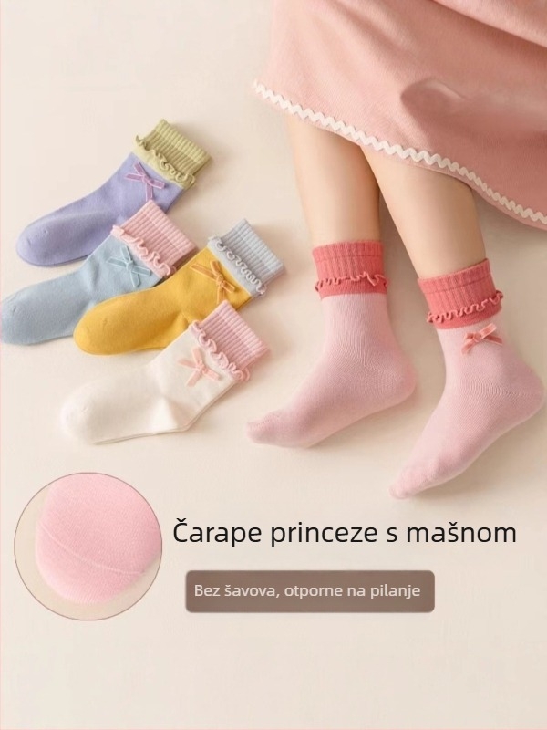 Dječje pamučne čarape za djevojčice, jacquard, srednja duljina, prozračne i upijaju vlagu, za djecu 3–8 godina