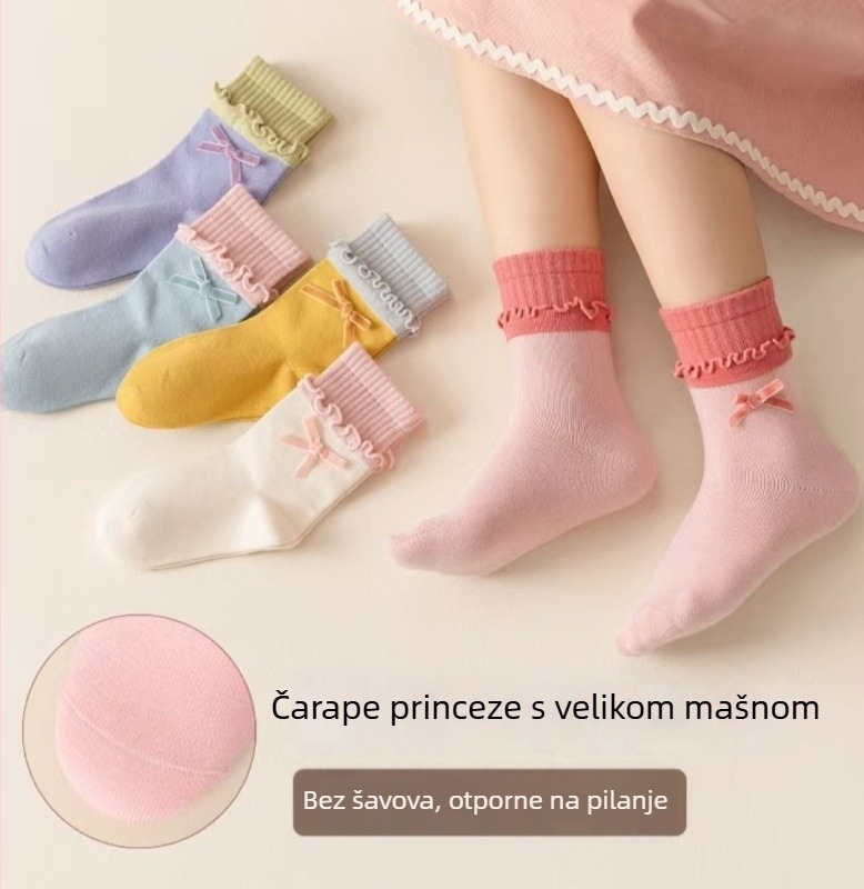 Dječje pamučne čarape za djevojčice, jacquard, srednja duljina, prozračne i upijaju vlagu, za djecu 3–8 godina