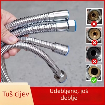 Tuš cijev visokog protoka, univerzalni tlak, ojačana od nehrđajućeg čelika, spoj na mlaznicu (Model WSY-100951; Materijal: nehrđajući čelik; Nazivni tlak: 10 MPa; Radna temperatura: 0–90°C; Ugradnja: ručna)