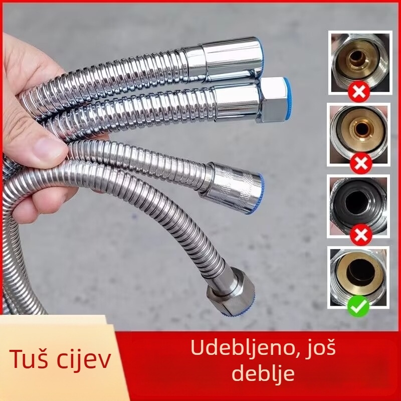 Tuš cijev visokog protoka, univerzalni tlak, ojačana od nehrđajućeg čelika, spoj na mlaznicu (Model WSY-100951; Materijal: nehrđajući čelik; Nazivni tlak: 10 MPa; Radna temperatura: 0–90°C; Ugradnja: ručna)