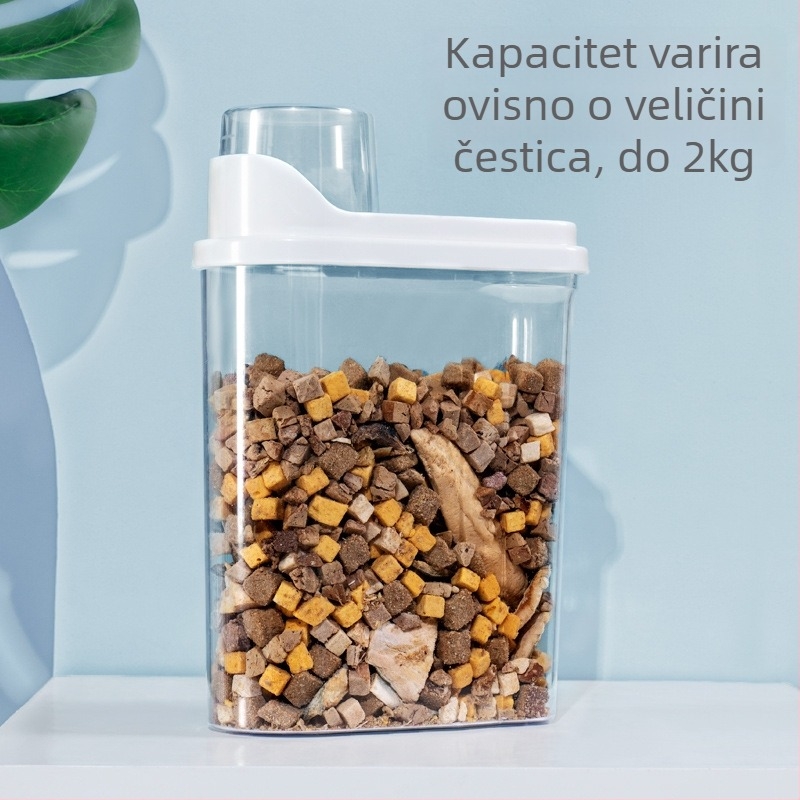 Proziran dvostruki zatvoreni spremnik za hranu kućnih ljubimaca, plastični, 2,5 L