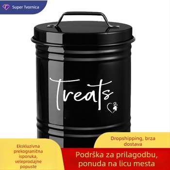 Metalni spremnik za skladištenje hrane za kućne ljubimce – okrugli metalni sud s poklopcem, galvanizirano željezo, velik kapacitet