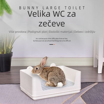 Dvoslojna toaletna zdjela za zečeve s gornjim-donjim odjeljkom i zamjenjivom membranom za mokraću – protiv rasipanja, plastika
