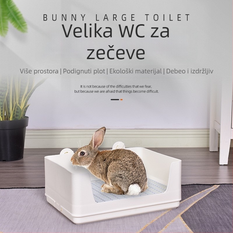 Dvoslojna toaletna zdjela za zečeve s gornjim-donjim odjeljkom i zamjenjivom membranom za mokraću – protiv rasipanja, plastika