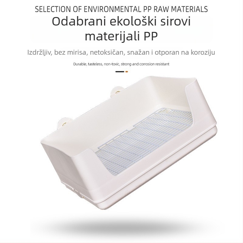 Dvoslojna toaletna zdjela za zečeve s gornjim-donjim odjeljkom i zamjenjivom membranom za mokraću – protiv rasipanja, plastika