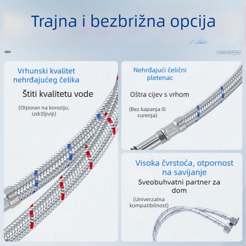 Cjevčica za dovod vode od 304 nehrđajućeg čelika za umivaonik s toplom i hladnom vodom, HL-11, ugradnja: umetanje, 0,8 MPa, 80°C, Minlida, moderan minimalistički stil