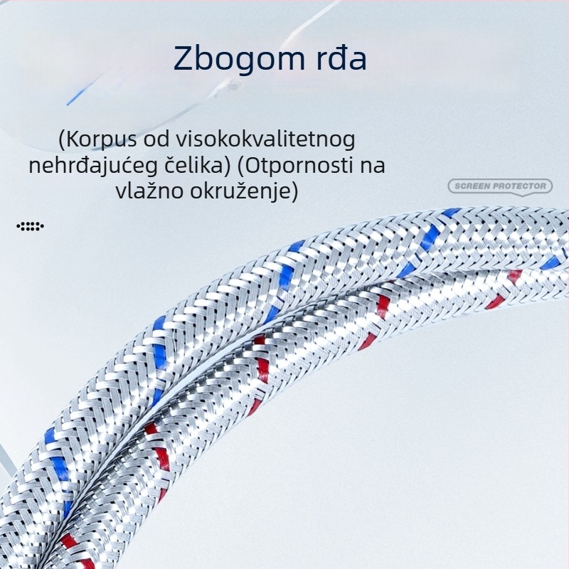 Cjevčica za dovod vode od 304 nehrđajućeg čelika za umivaonik s toplom i hladnom vodom, HL-11, ugradnja: umetanje, 0,8 MPa, 80°C, Minlida, moderan minimalistički stil