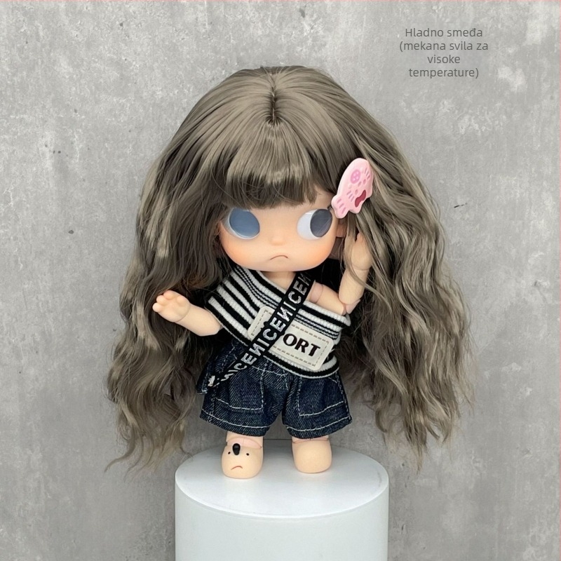 Lucy peruka za cosplay, duga kosa, izuzetno mekani svilenkasti bangs, ručno uvijena dječja kosa, model Xb0619