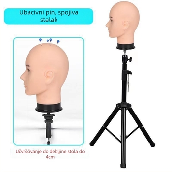 Model glave za periku - duga ravna kosa s pramenom, svilenkasta kosa, može se bojiti ili kovrčati