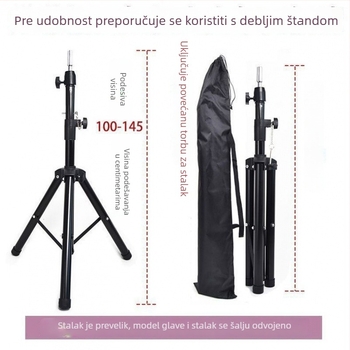 Model glave za periku - duga ravna kosa s pramenom, svilenkasta kosa, može se bojiti ili kovrčati