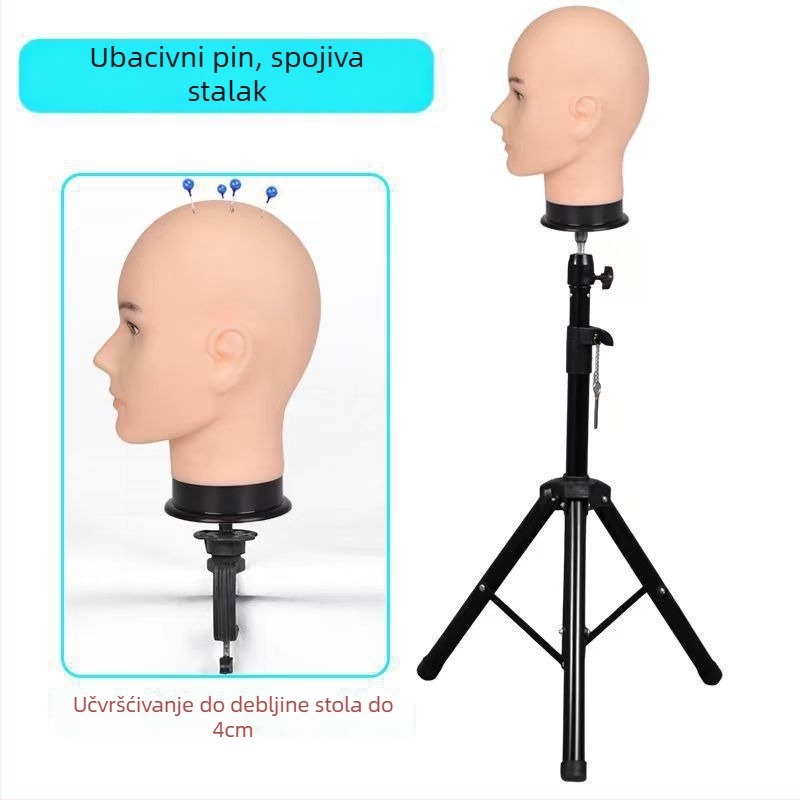 Model glave za periku - duga ravna kosa s pramenom, svilenkasta kosa, može se bojiti ili kovrčati